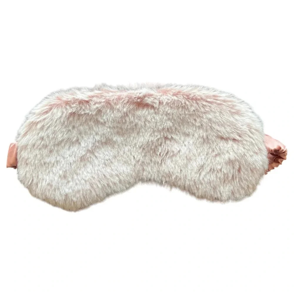FREE with any purchase - Light pink faux fur eye mask with beads inside